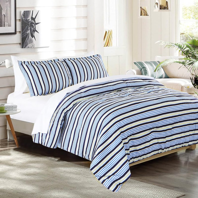 EMME Queen Comforter Set 7 Piece Bedding Sets, Blue Bed in a Bag Bedspreads Queen Size with Comforter, Sheets, Pillowcases & Shams,Soft Down Alternative Bed Set for All Season - Image 4